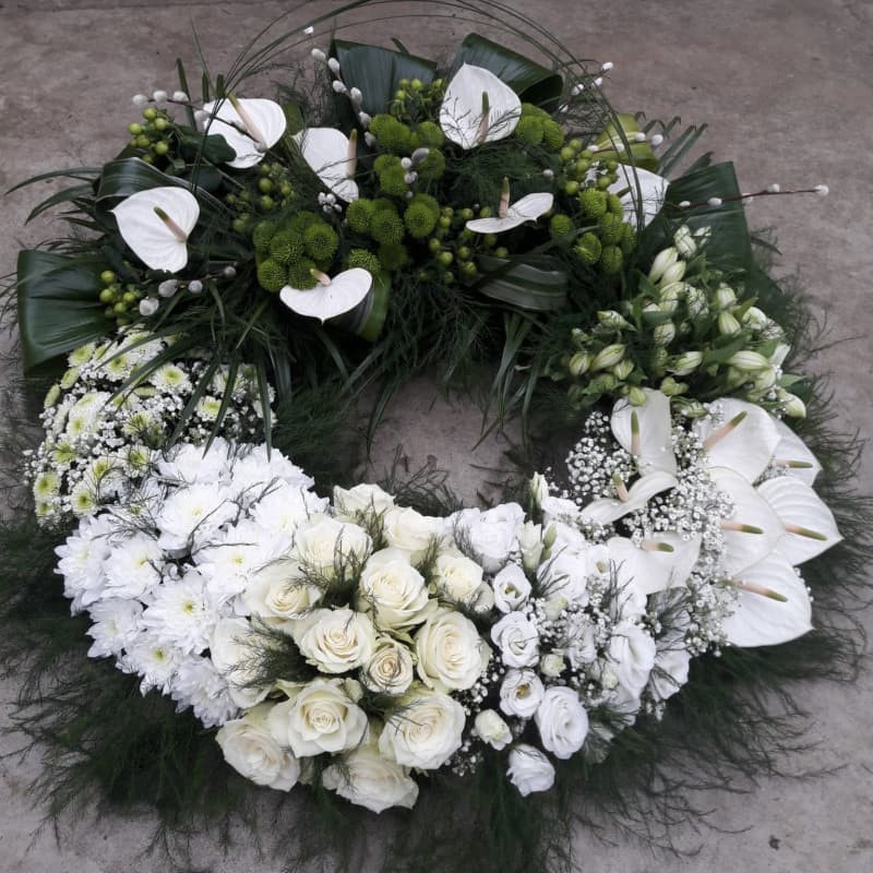 Green and white wreath