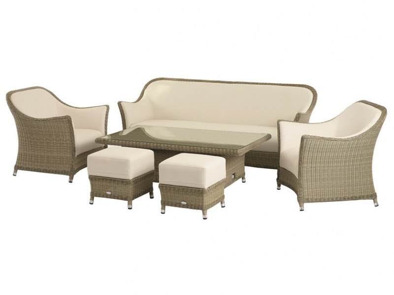 Monte Carlo 3 Seater Sofa with Rectangle Dual Height Table, 2 Armchairs & 2 Stools photo