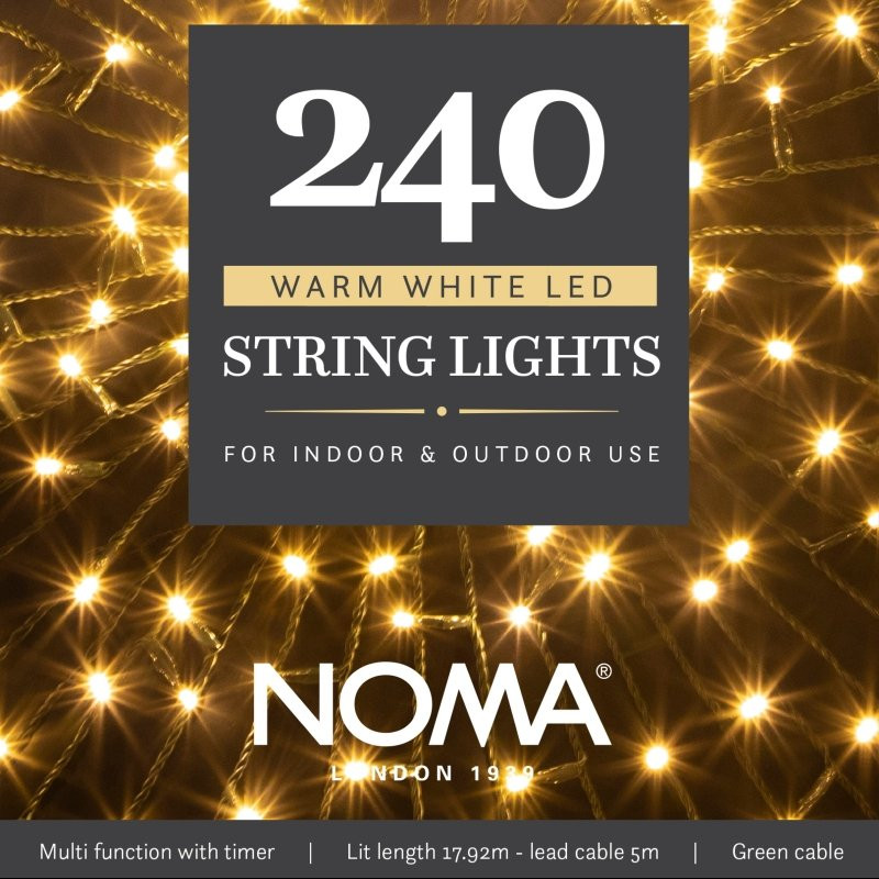 240 WARM WHITE MULTIFUNCTION STRING LIGHTS WITH GREEN CABLE