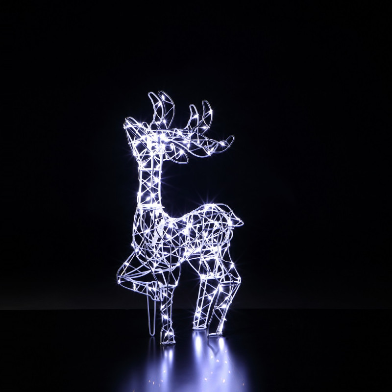 Leisuregrow 60CM WHITE FRAME TATTON STANDING DEER 150 FLEXI WIRE LED