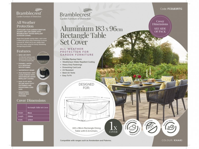 Bramblecrest Aluminium 183 X 96cm Rectangle Table Set Cover